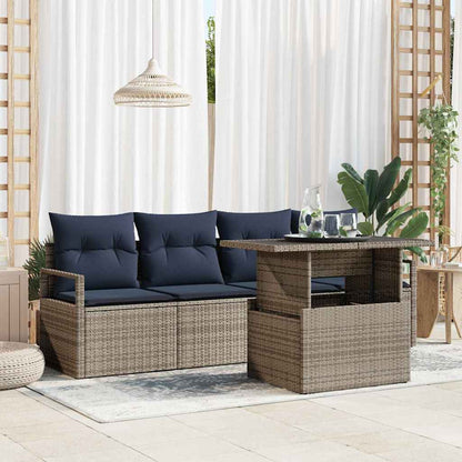 Tuin Sofa Set Met Opslag 5 Pcs En Rood Poly Rattan