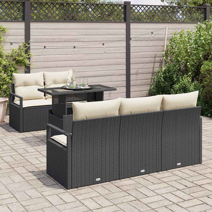 Tuin Sofa Set 6 St 5-Aantal Zitplaatsen Zwart Poly Rattan