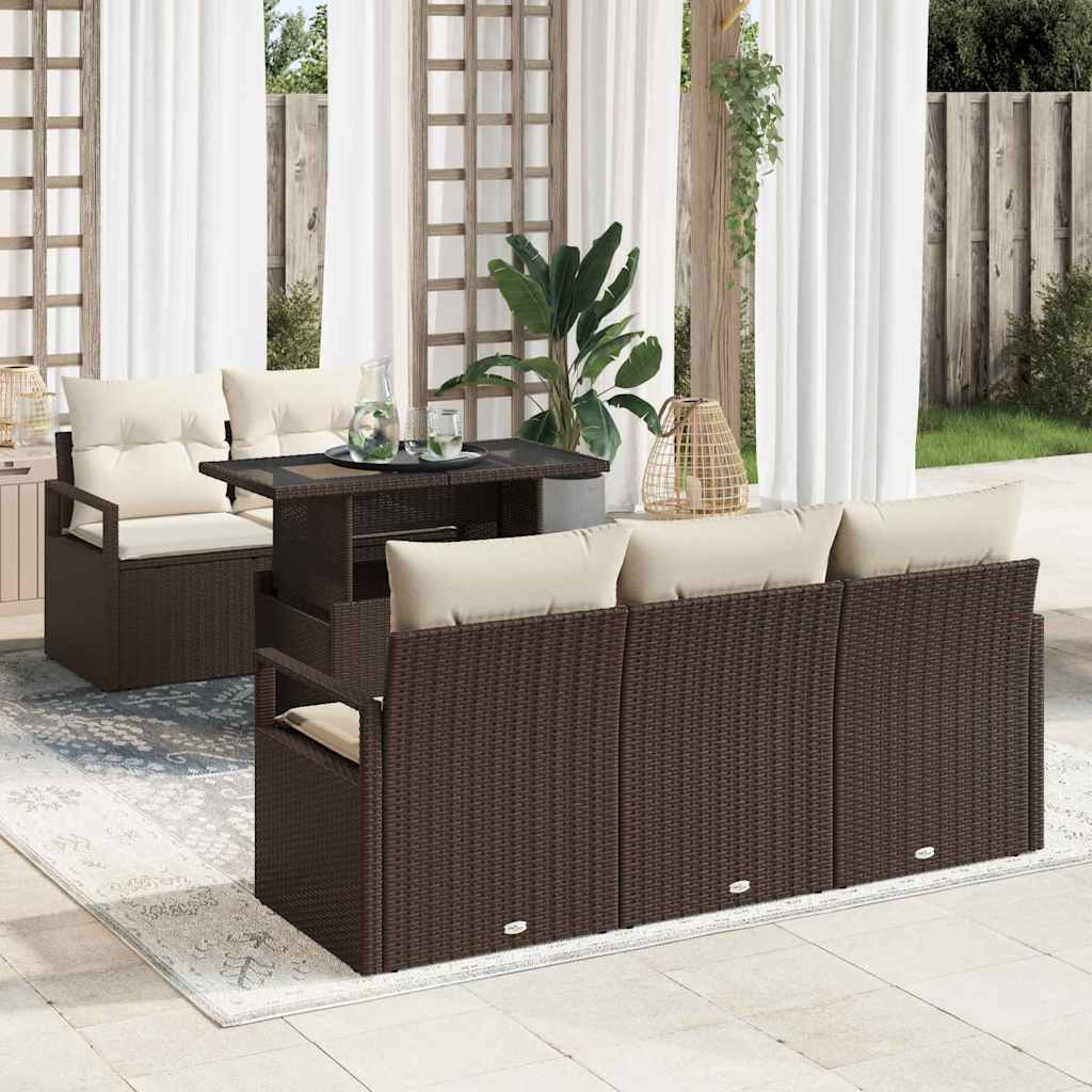 Tuin Sofa Set Met Opslag Met Kussen 6 Pcs Poly Rattan