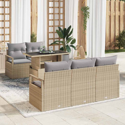Tuin Sofa Set Met Opslag Met Kussen 6 Pcs Poly Rattan