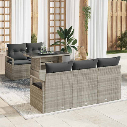 Tuin Sofa Set 6 St 5-Aantal Zitplaatsen Zwart Poly Rattan