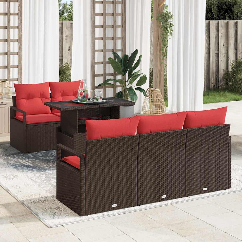 Tuin Sofa Set Met Opslag 6 Pcs En Rood Poly Rattan