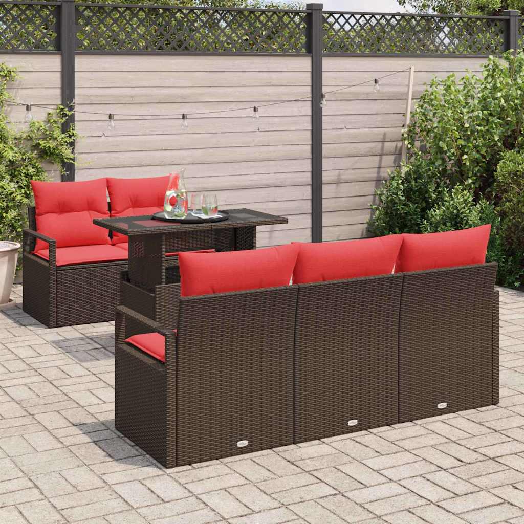 Tuin Sofa Set Met Opslag 6 Pcs En Rood Poly Rattan
