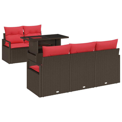Tuin Sofa Set Met Opslag 6 Pcs En Rood Poly Rattan