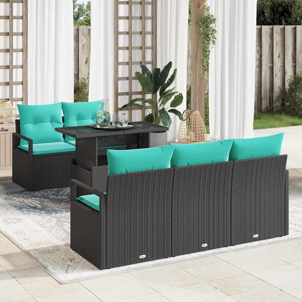 Tuin Sofa Set Met Opslag 6 Pcs En Rood Poly Rattan