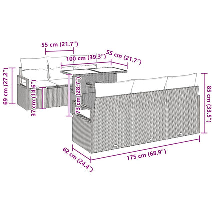 Tuin Sofa Set 7 St 6-Aantal Zitplaatsen