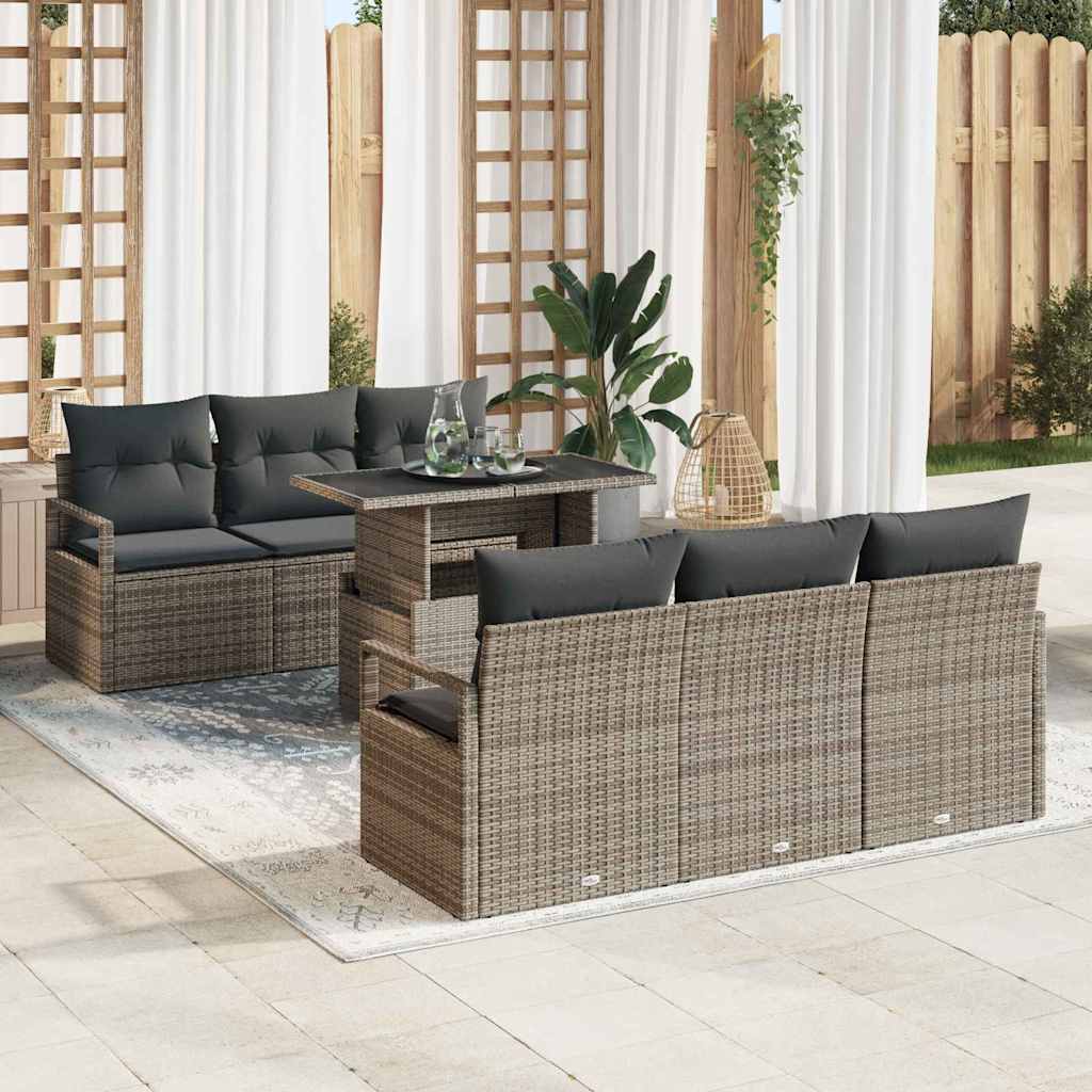 Tuin Sofa Set Met Opslag 7 Pcs Poly Rattan