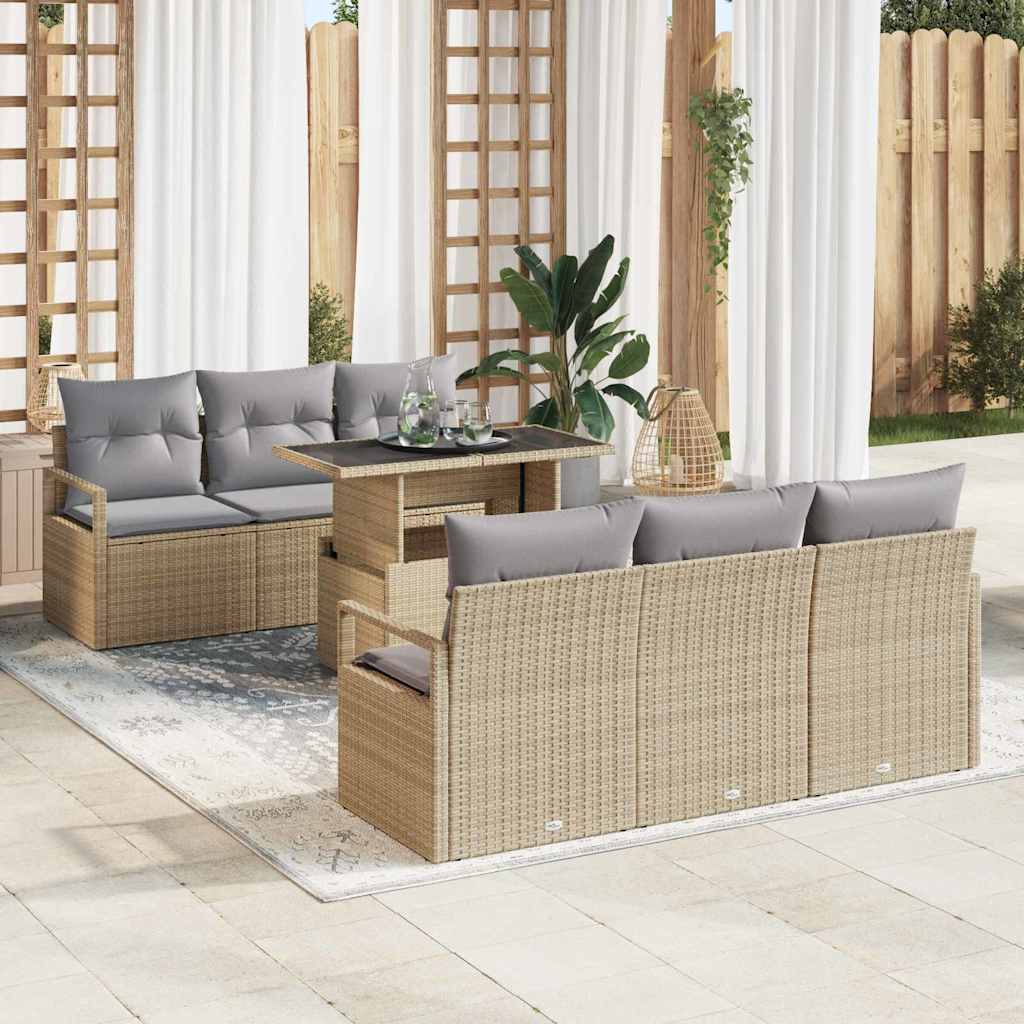 Tuin Sofa Set Met Opslag 7 Pcs Poly Rattan