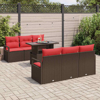 Tuin Sofa Set Met Opslag 7 Pcs En Rood Poly Rattan