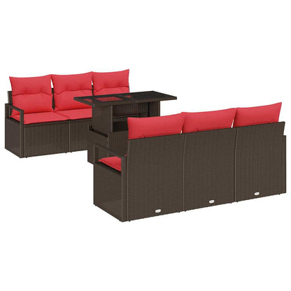 Tuin Sofa Set Met Opslag 7 Pcs En Rood Poly Rattan