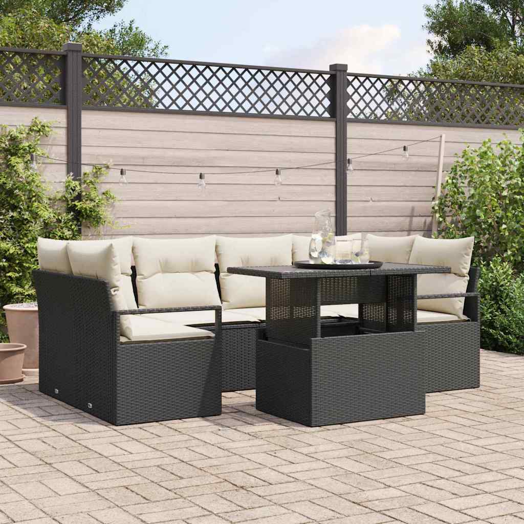 Tuin Sofa Set Met Opslag Met Kussen 7 Pcs Poly Rattan