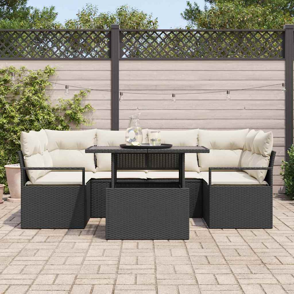 Tuin Sofa Set Met Opslag Met Kussen 7 Pcs Poly Rattan