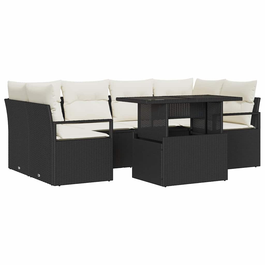Tuin Sofa Set Met Opslag Met Kussen 7 Pcs Poly Rattan