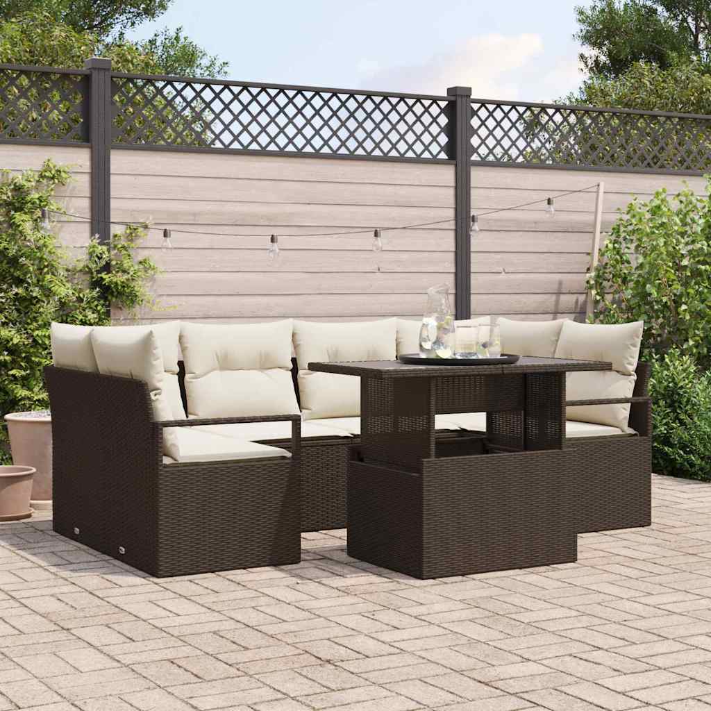 Tuin Sofa Set Met Opslag Met Kussen 7 Pcs Poly Rattan