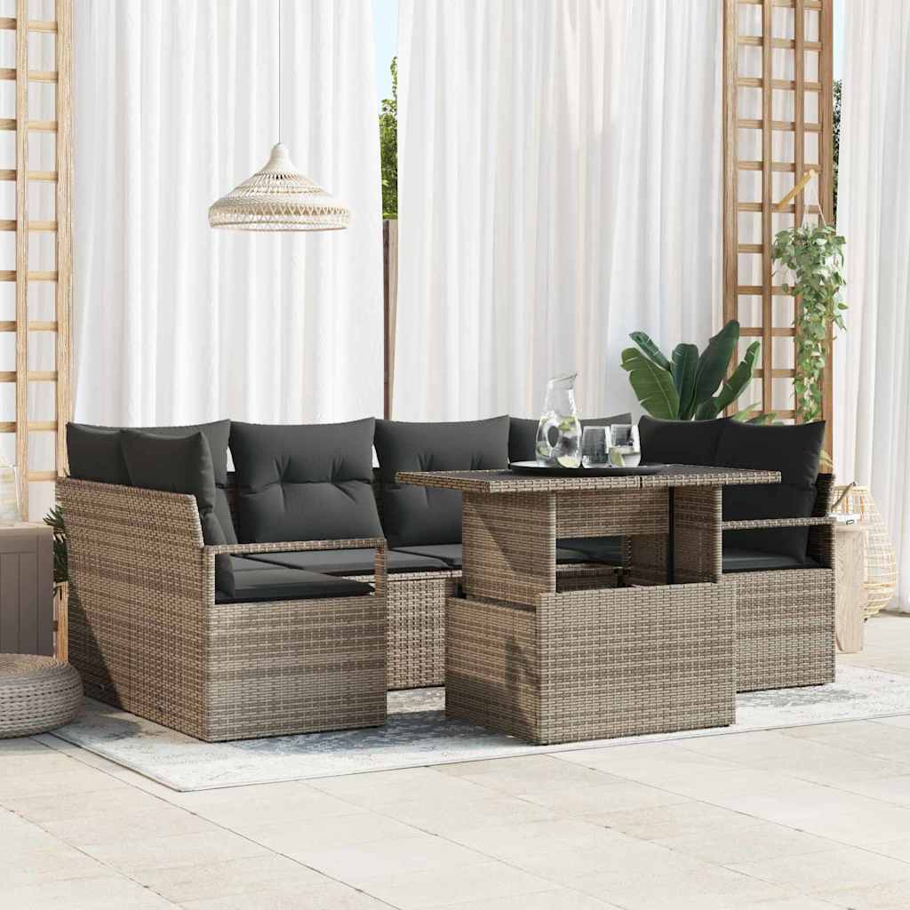 Tuin Sofa Set Met Opslag Met Kussen 7 Pcs Poly Rattan