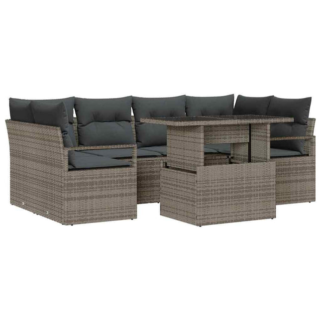 Tuin Sofa Set Met Opslag Met Kussen 7 Pcs Poly Rattan