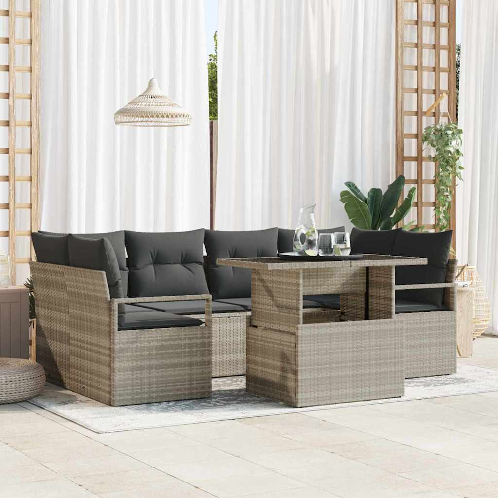 Tuin Sofa Set Met Opslag Met Kussen 7 Pcs Poly Rattan