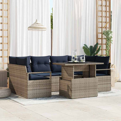 Tuin Sofa Set Met Kussen 7 Pcs En Rood Poly Rattan