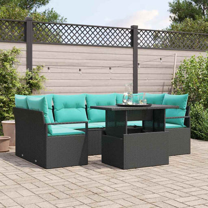 Tuin Sofa Set Met Kussen 7 Pcs En Rood Poly Rattan