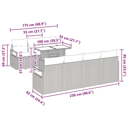 Tuin Sofa Set 8 St 7-Aantal Zitplaatsen