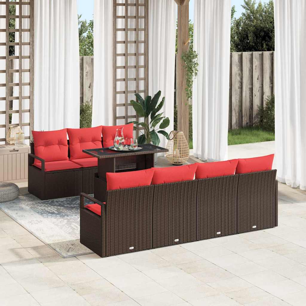 Tuin Sofa Set Met Opslag 8 Pcs En Rood Poly Rattan