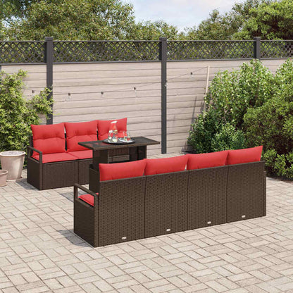 Tuin Sofa Set Met Opslag 8 Pcs En Rood Poly Rattan