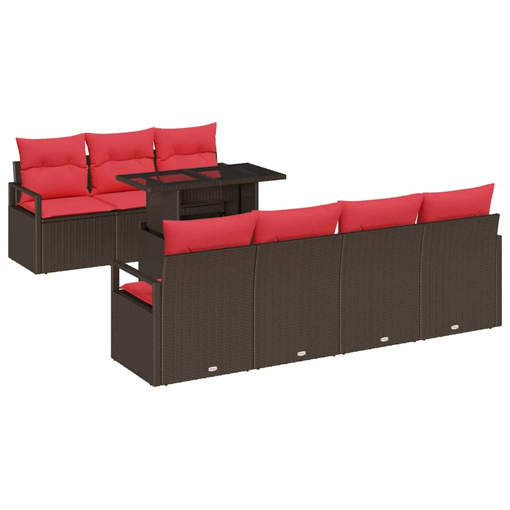 Tuin Sofa Set Met Opslag 8 Pcs En Rood Poly Rattan
