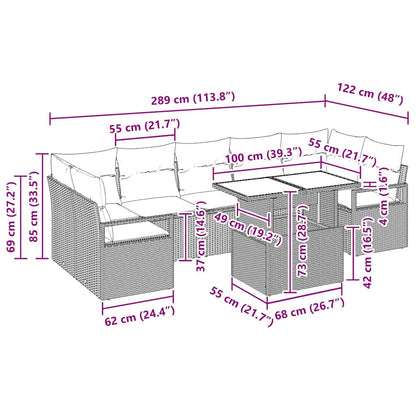Tuin Sofa Set Met Kussen 8 Pcs Poly Rattan