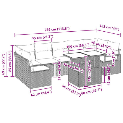 Tuin Sofa Set Met Kussen 8 Pcs En Rood Poly Rattan