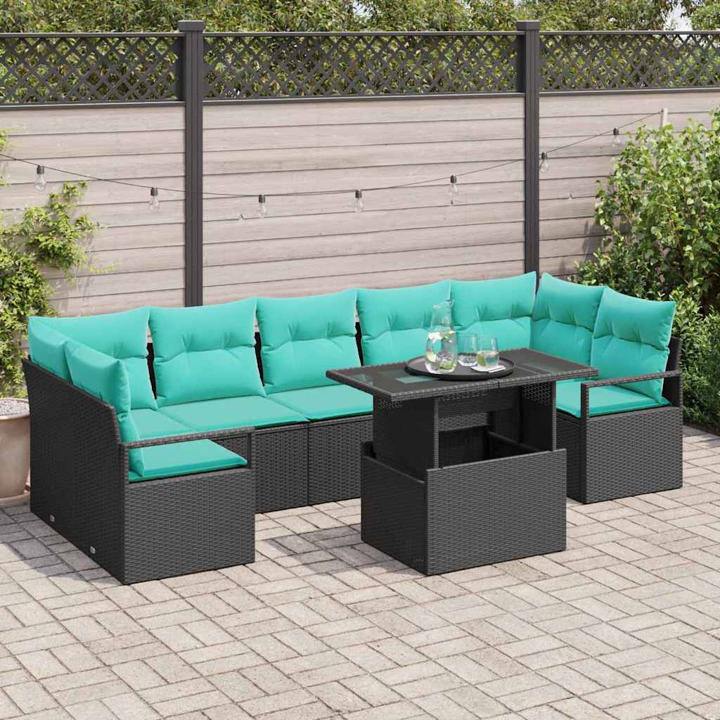Tuin Sofa Set Met Kussen 8 Pcs En Rood Poly Rattan