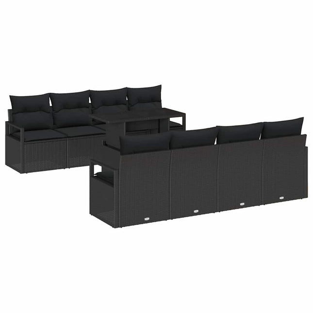 Tuin Sofa Set Met Opslag Met Kussen 9 Pcs Poly Rattan