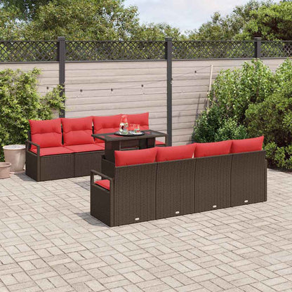 Tuin Sofa Set Met Opslag 9 Pcs En Rood Poly Rattan