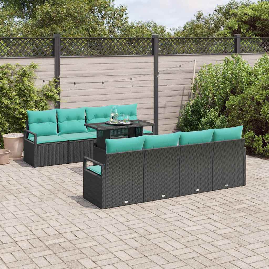Tuin Sofa Set Met Opslag 9 Pcs En Rood Poly Rattan