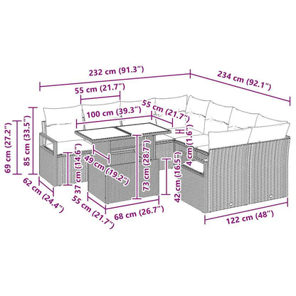 Tuin Sofa Set Met Opslag 9 Pcs Poly Rattan
