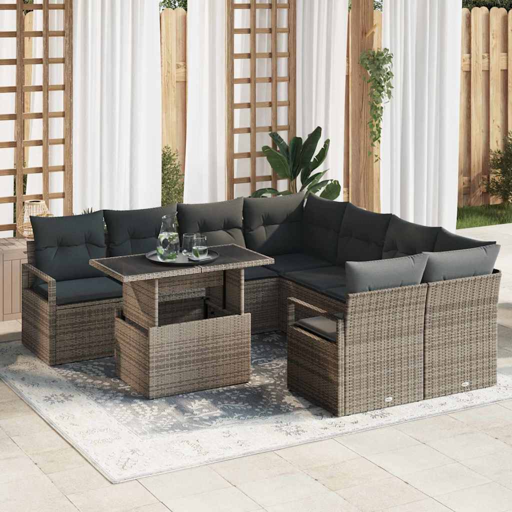 Tuin Sofa Set Met Opslag 9 Pcs Poly Rattan