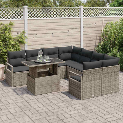 Tuin Sofa Set Met Opslag Met Kussen 9 Pcs Poly Rattan
