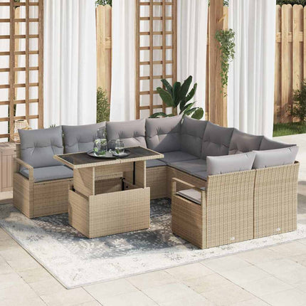 Tuin Sofa Set Met Opslag Met Kussen 9 Pcs Poly Rattan