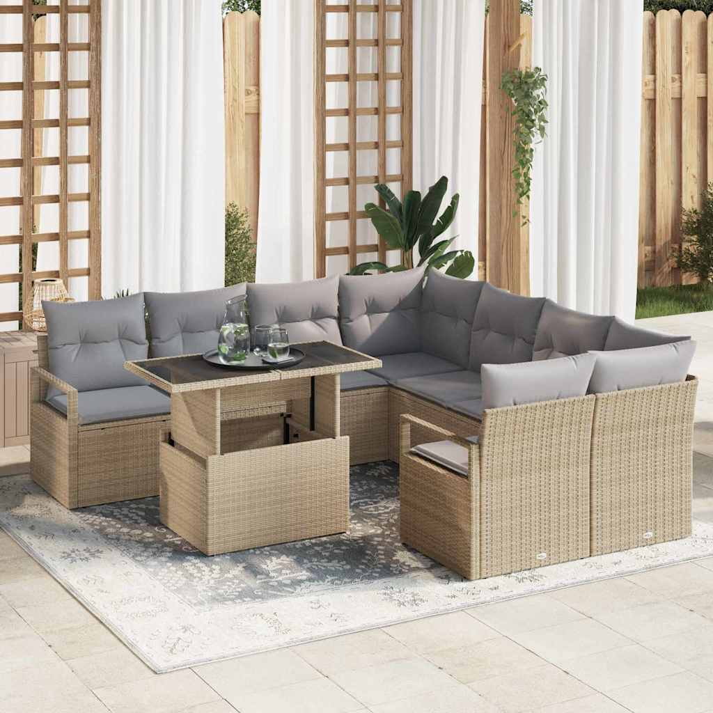 Tuin Sofa Set Met Opslag 9 Pcs Poly Rattan