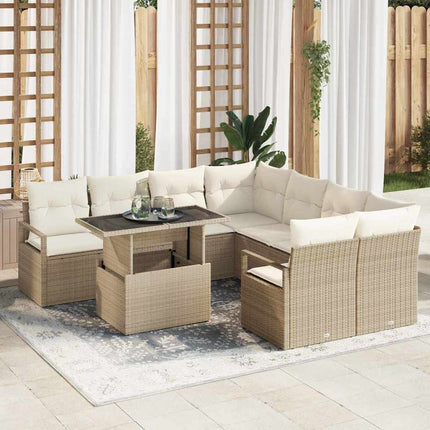 Tuin Sofa Set Met Opslag Met Kussen 9 Pcs Poly Rattan
