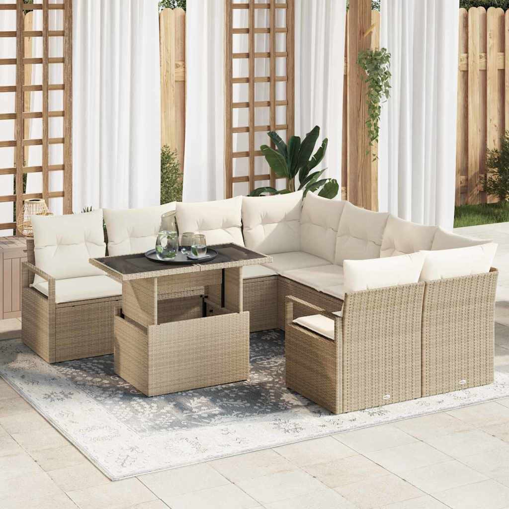 Tuin Sofa Set Met Opslag 9 Pcs Poly Rattan