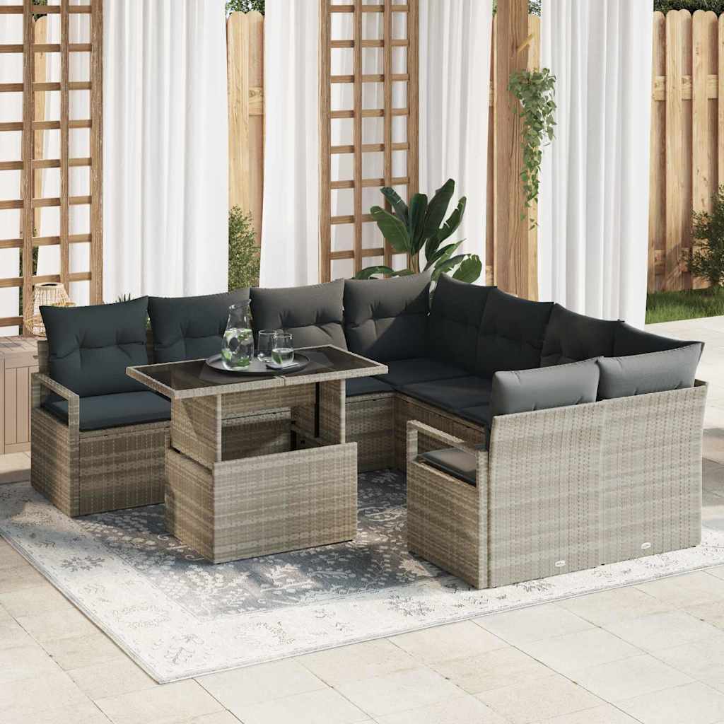 Tuin Sofa Set Met Opslag 9 Pcs Poly Rattan