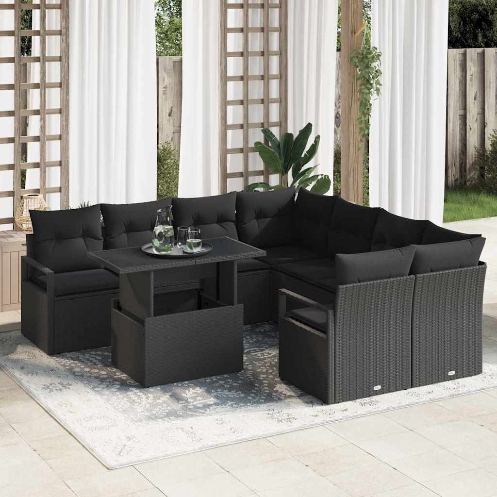 Tuin Sofa Set Met Opslag 9 Pcs Poly Rattan