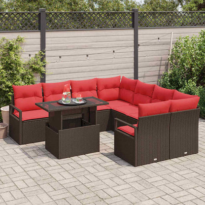 Tuin Sofa Set Met Opslag 9 Pcs En Rood Poly Rattan