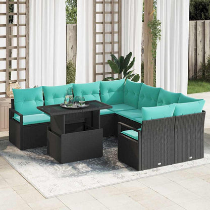 Tuin Sofa Set Met Opslag 9 Pcs En Rood Poly Rattan