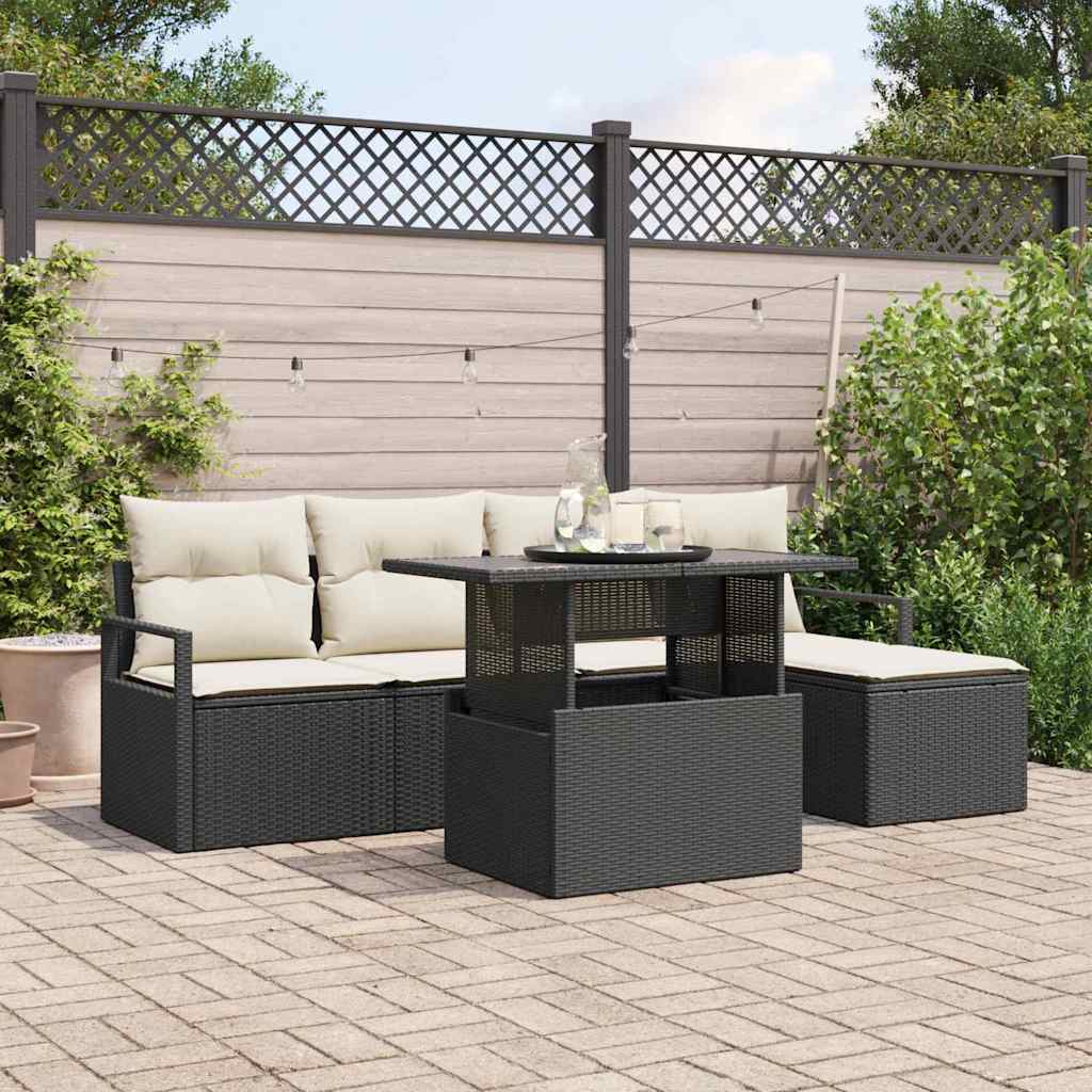 Tuin Sofa Set Met Opslag 6 Pcs Poly Rattan