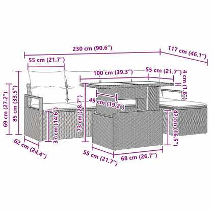 Tuin Sofa Set Met Opslag 6 Pcs Poly Rattan