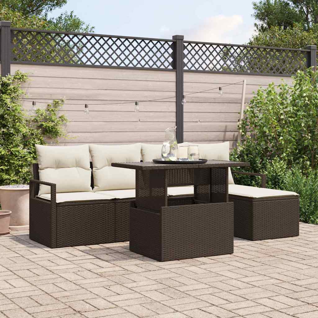 Tuin Sofa Set Met Opslag 6 Pcs Poly Rattan