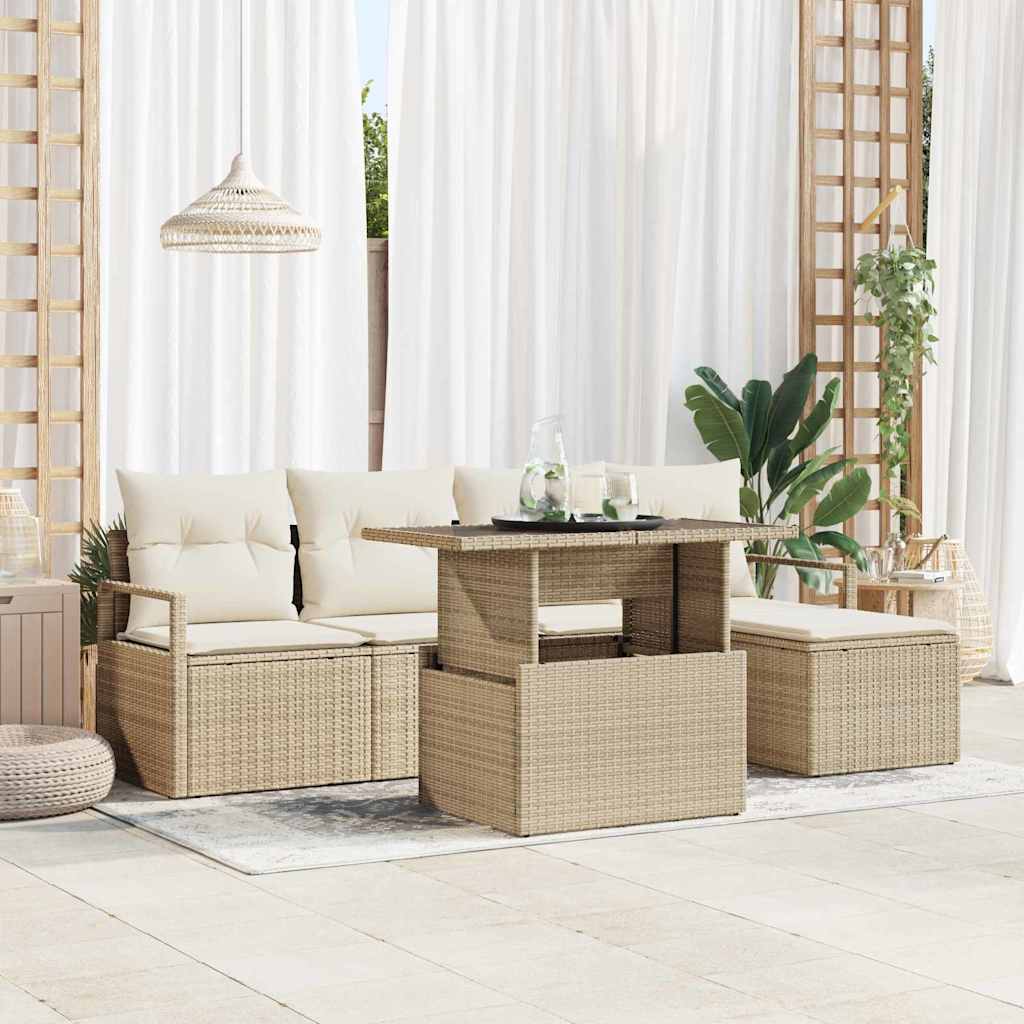 Tuin Sofa Set Met Opslag 6 Pcs Poly Rattan