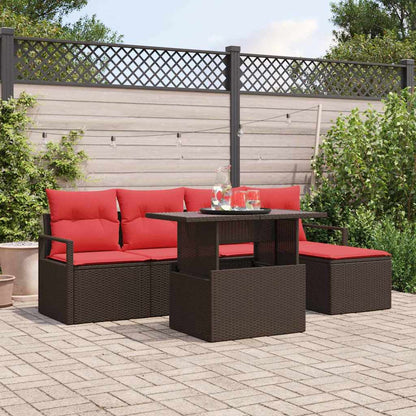 Tuin Sofa Set Met Opslag 6 Pcs En Rood Poly Rattan