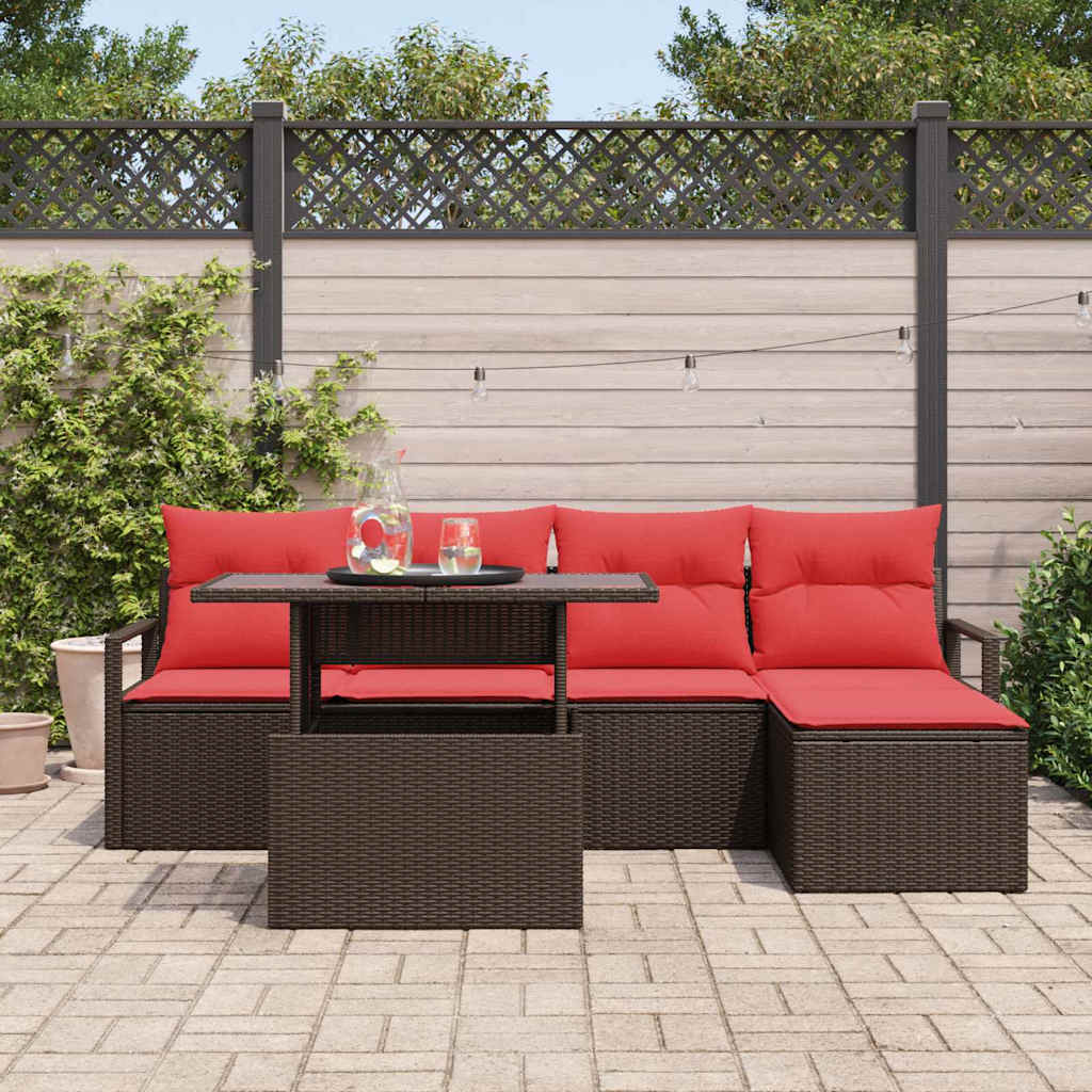 Tuin Sofa Set Met Opslag 6 Pcs En Rood Poly Rattan
